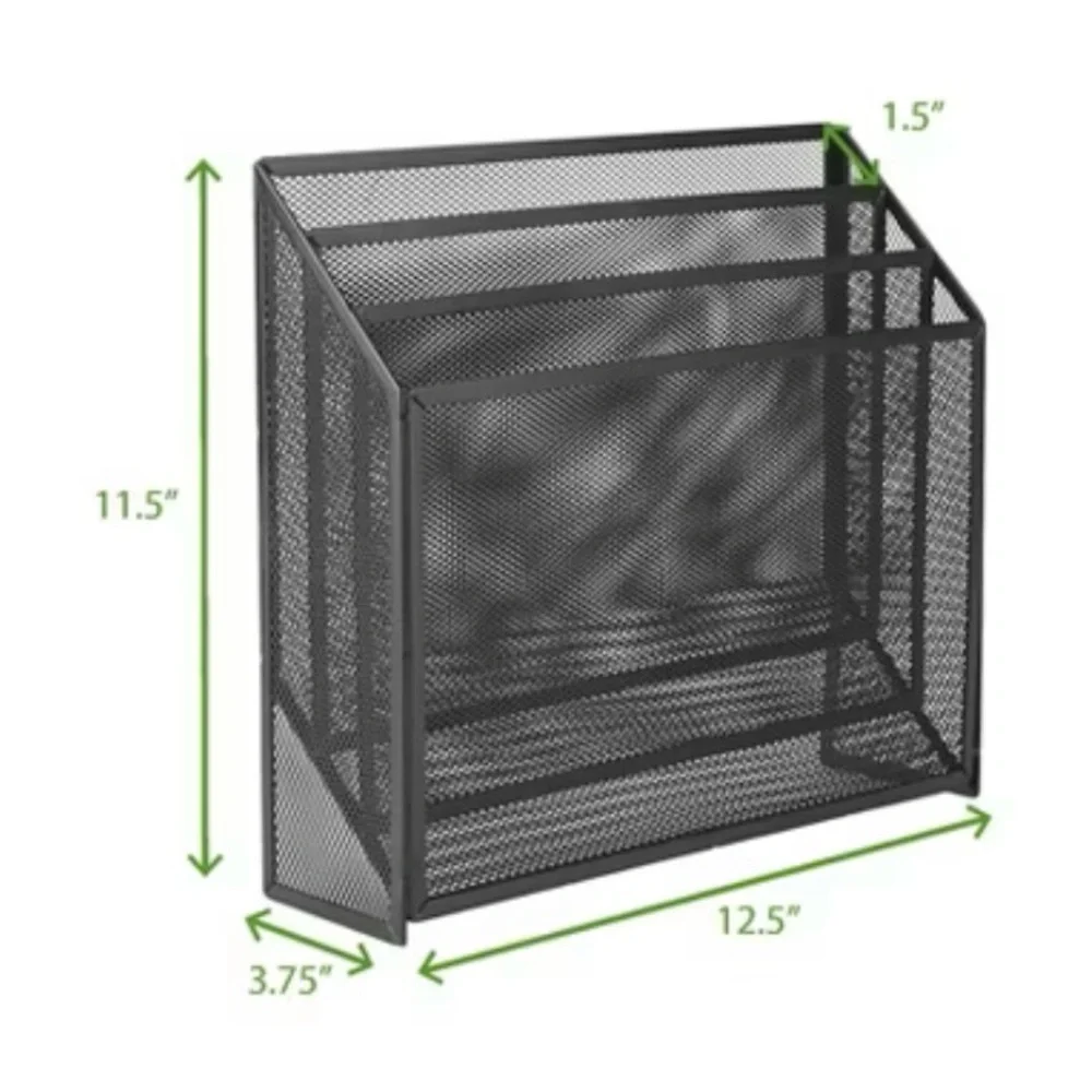 Mind Reader 3-Tier Jumbo Metal Mesh File Holder, Black